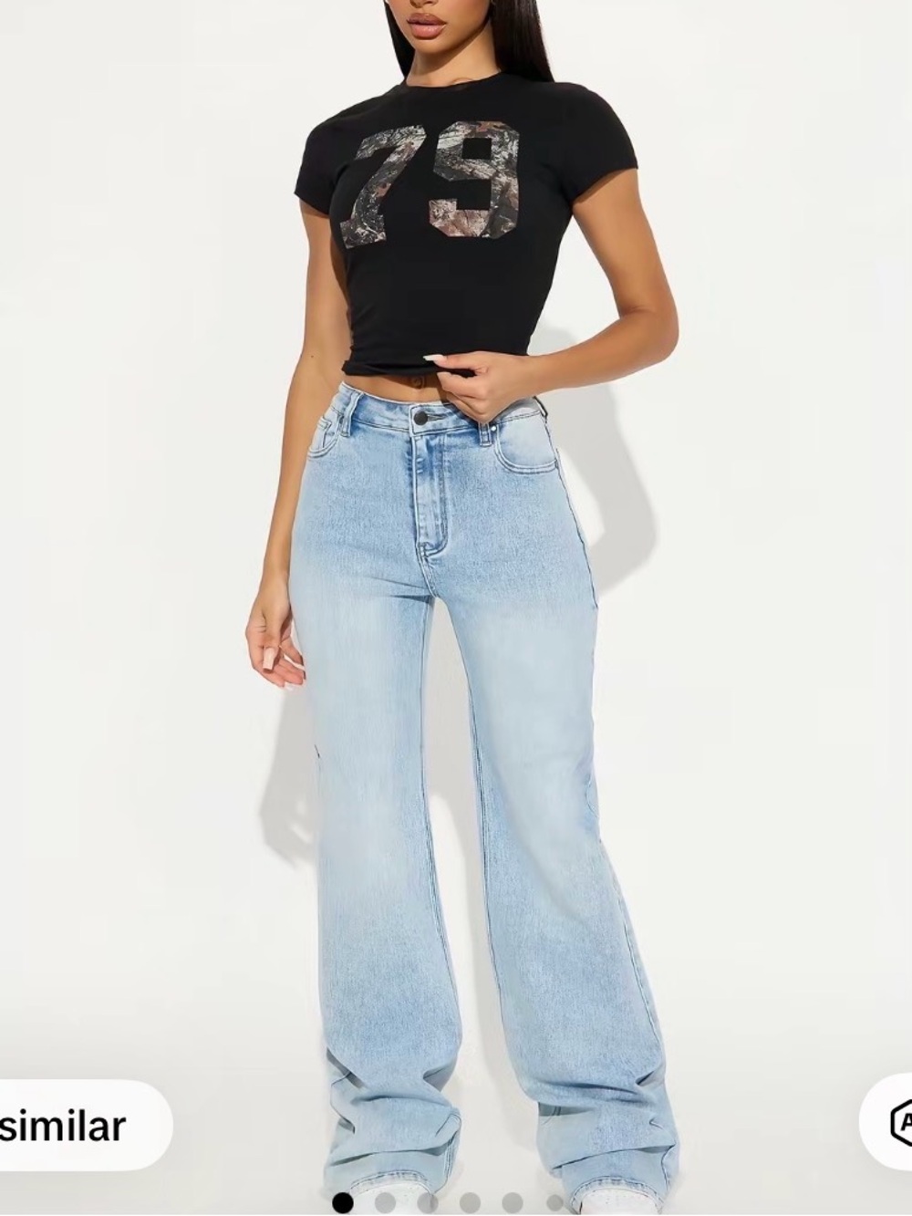 Fashion Nova Light Blue High-Rise Wide-Leg Women’s Jeans
